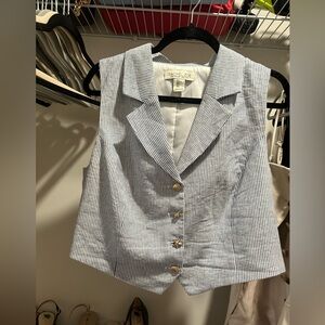 Rachel Zoe White and Blue Pinstripe Button Down Top